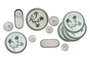 Hermia NPMOD14KH880801 Juego de Desayuno de Porcelana de 14 Piezas, Crema y Verde